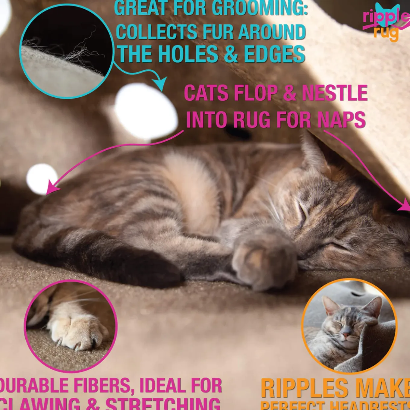 SnugglyCat Ripple Rug Interactive Dual Layer Play Mat for Cats