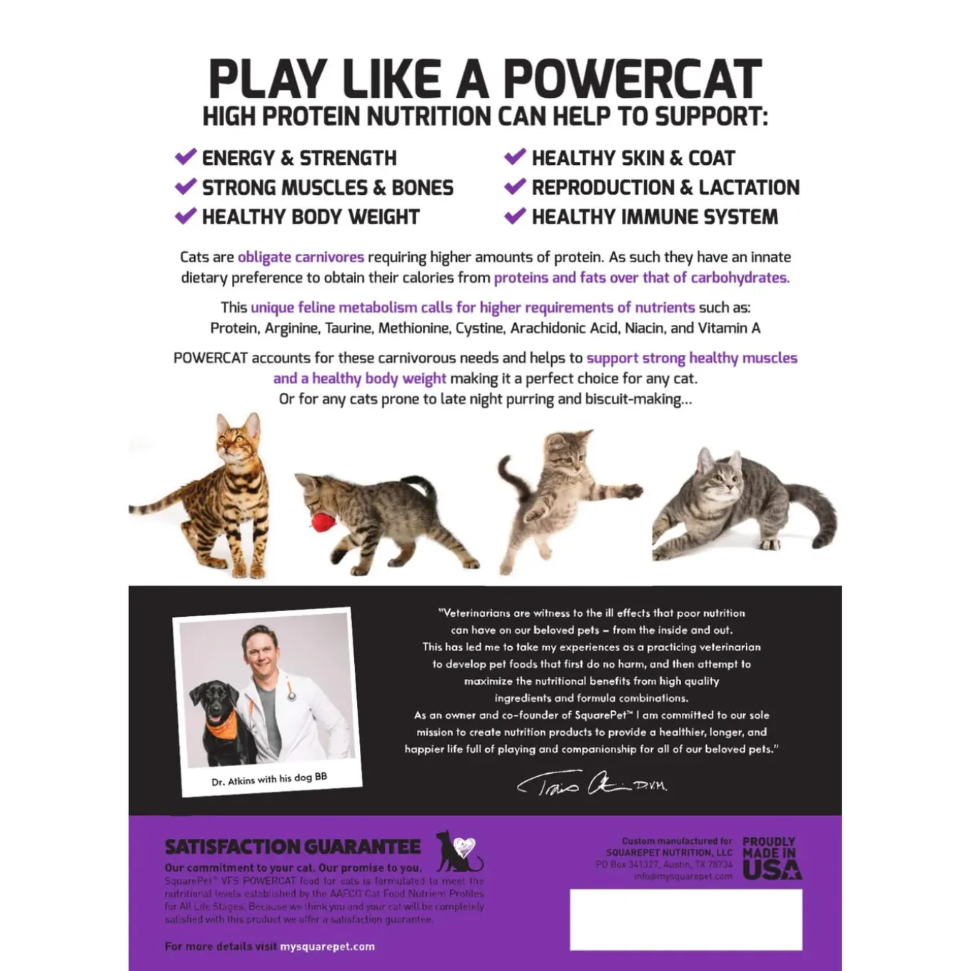 Square Pet VFS Powercat Obligate Carnivore Nutrition Dry Cat Food