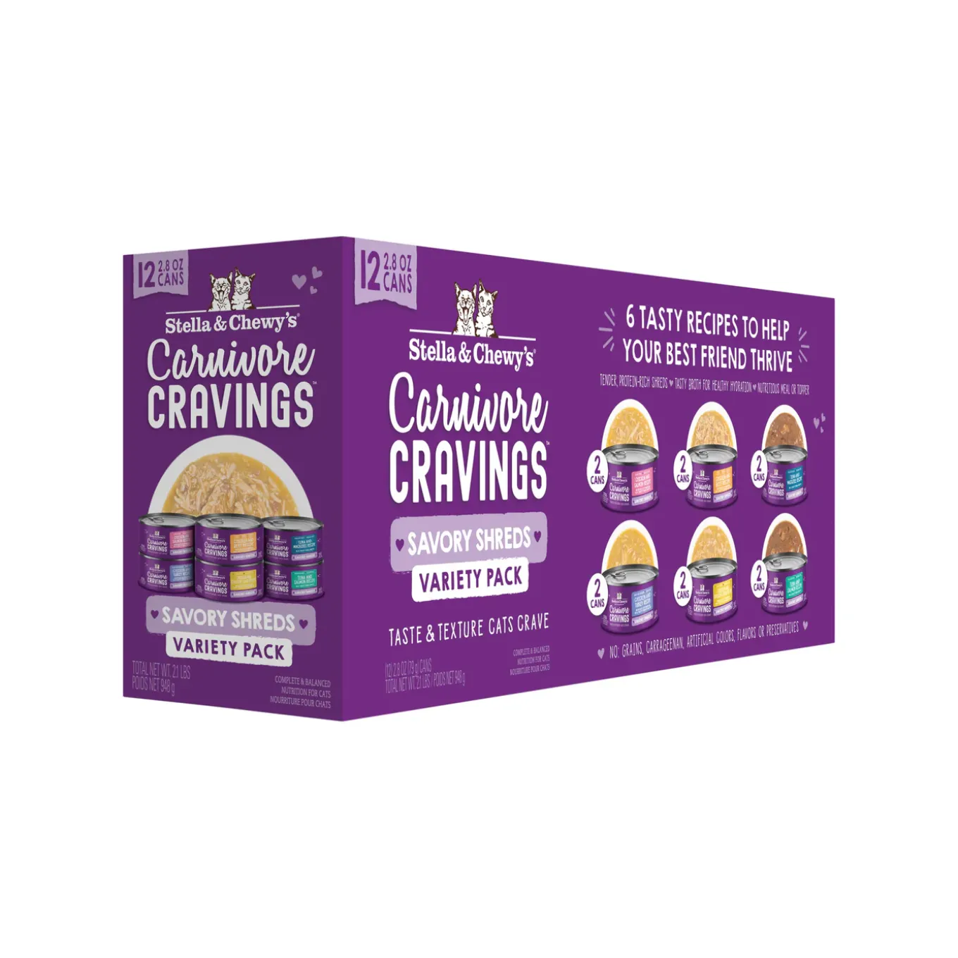 Stella & Chewy's Cravings Morsels Shreds Variety Pack Cat Food 2.8 oz Case of 24