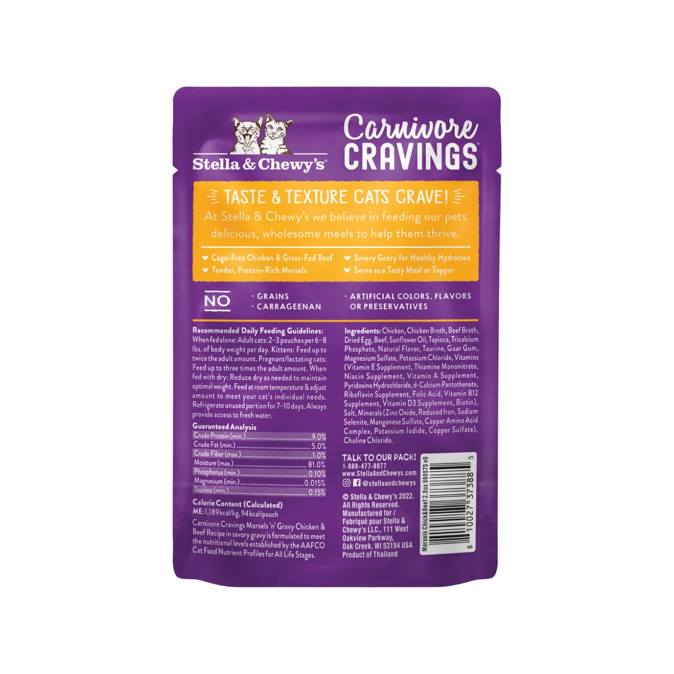 Stella & Chewy's Cravings Morsels with Gravy Cat Food 2.8 oz Case of 24