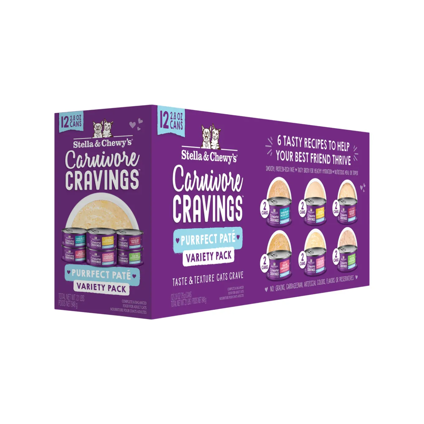 Stella & Chewy's Cravings Morsels Pate Variety Pack Cat Food 2.8 oz Case of 24