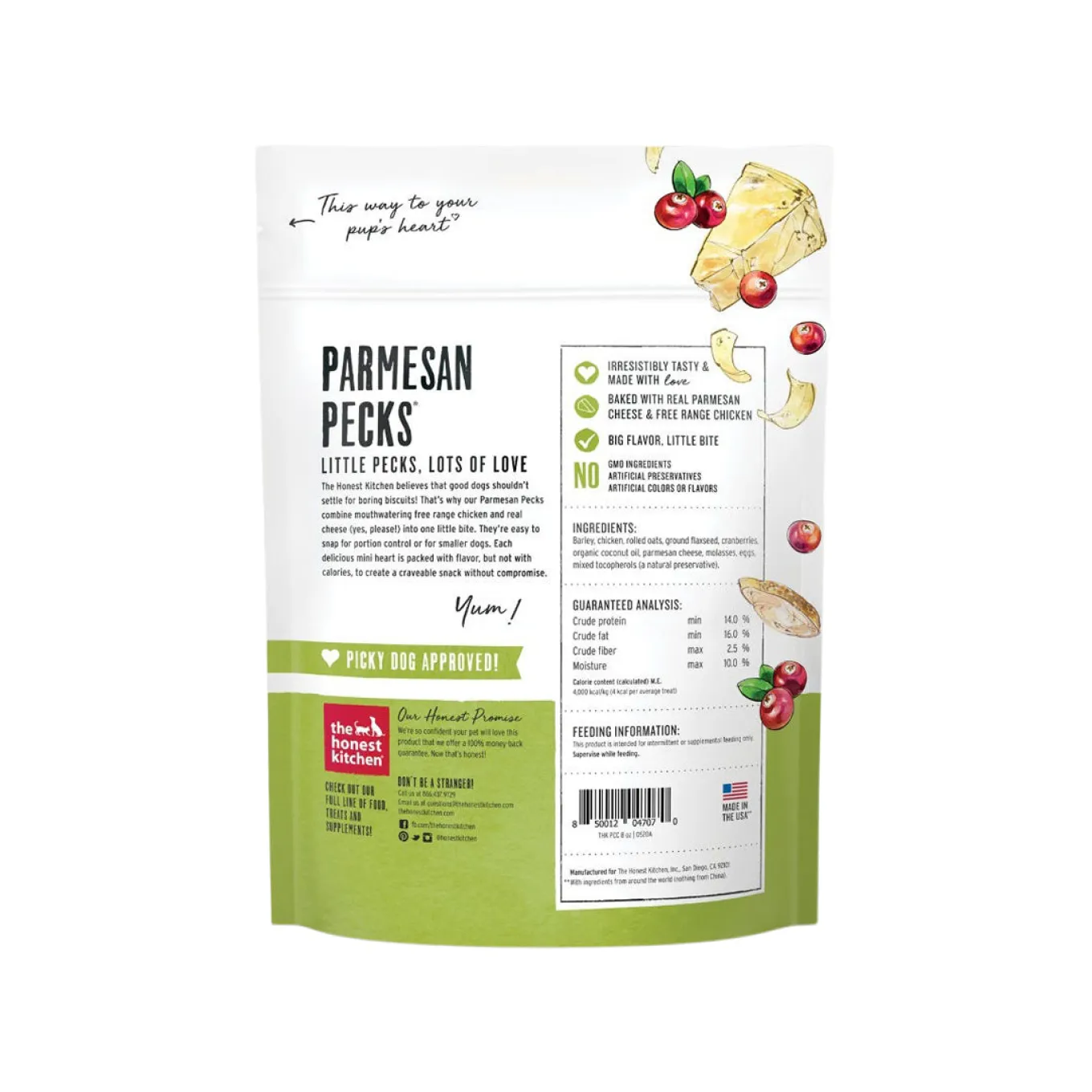 The Honest Kitchen Parmesan Pecks 8 oz Treats for Dogs