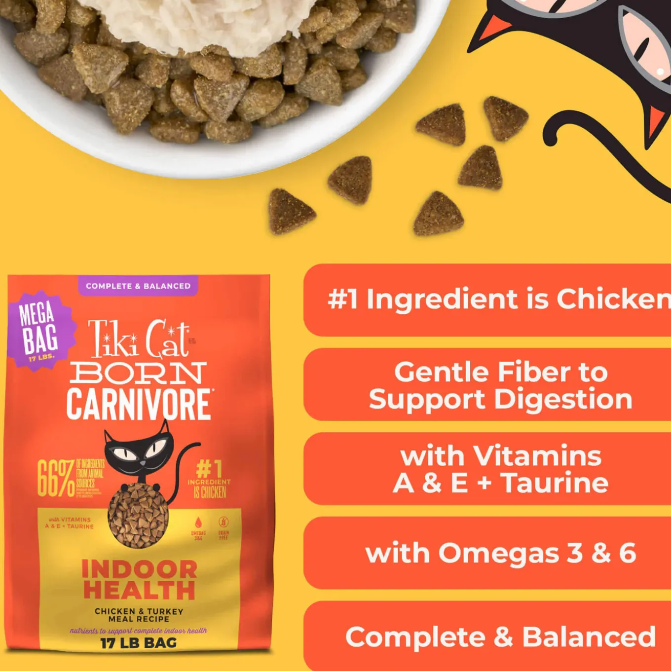 Tiki Cat Born Carnivore Indoor Health Grain-Free Dry Cat Food