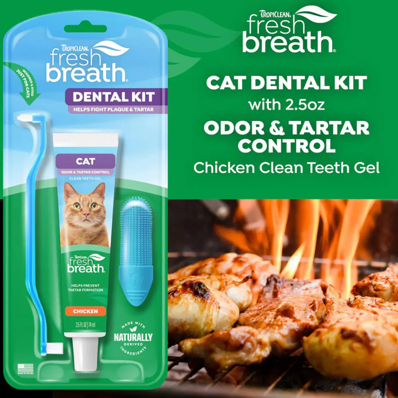 Tropiclean Fresh Breath Odor & Tartar Control Cat Dental Kit