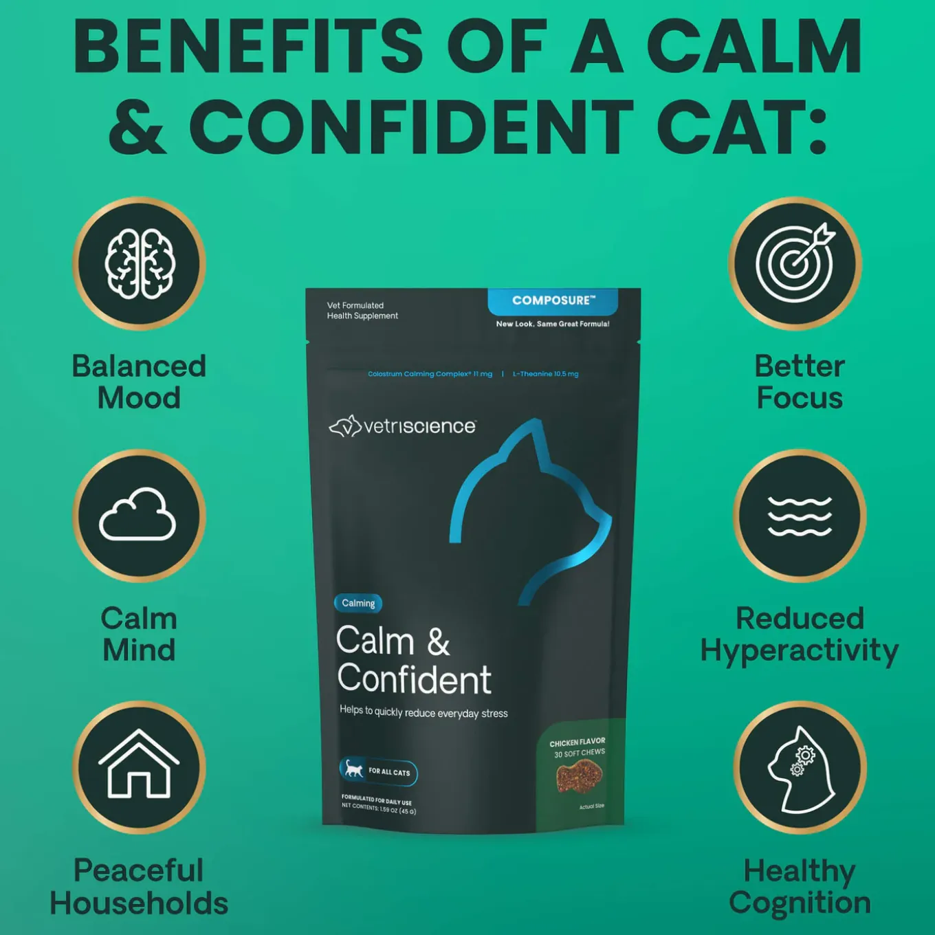VetriScience Calm & Confident Cat Supplement Soft Chews