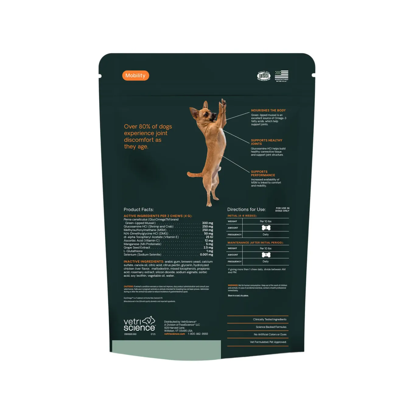 VetriScience Extra Strength Healthy Hip & Joint Supplement for Dogs