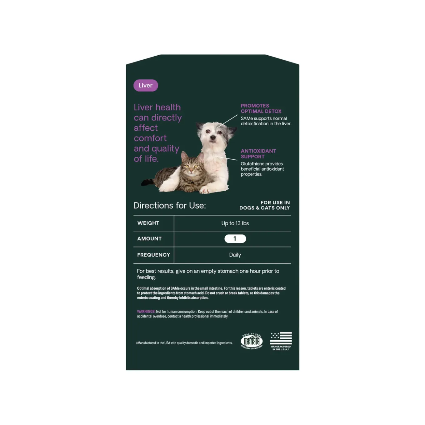 VetriScience SAMe Liver Health Supplement for Dogs & Cats