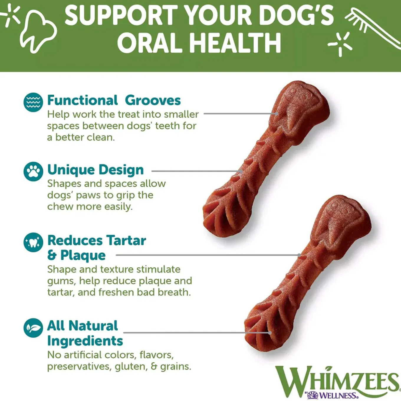 Whimzees Vegetarian Dental Chews for Dogs