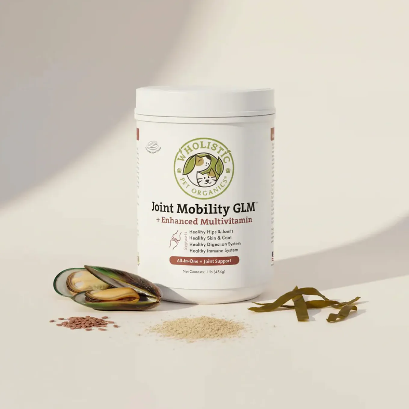 Wholistic Pet Organics Joint Mobility GLM Enhanced Multivitamin for Dogs & Cats