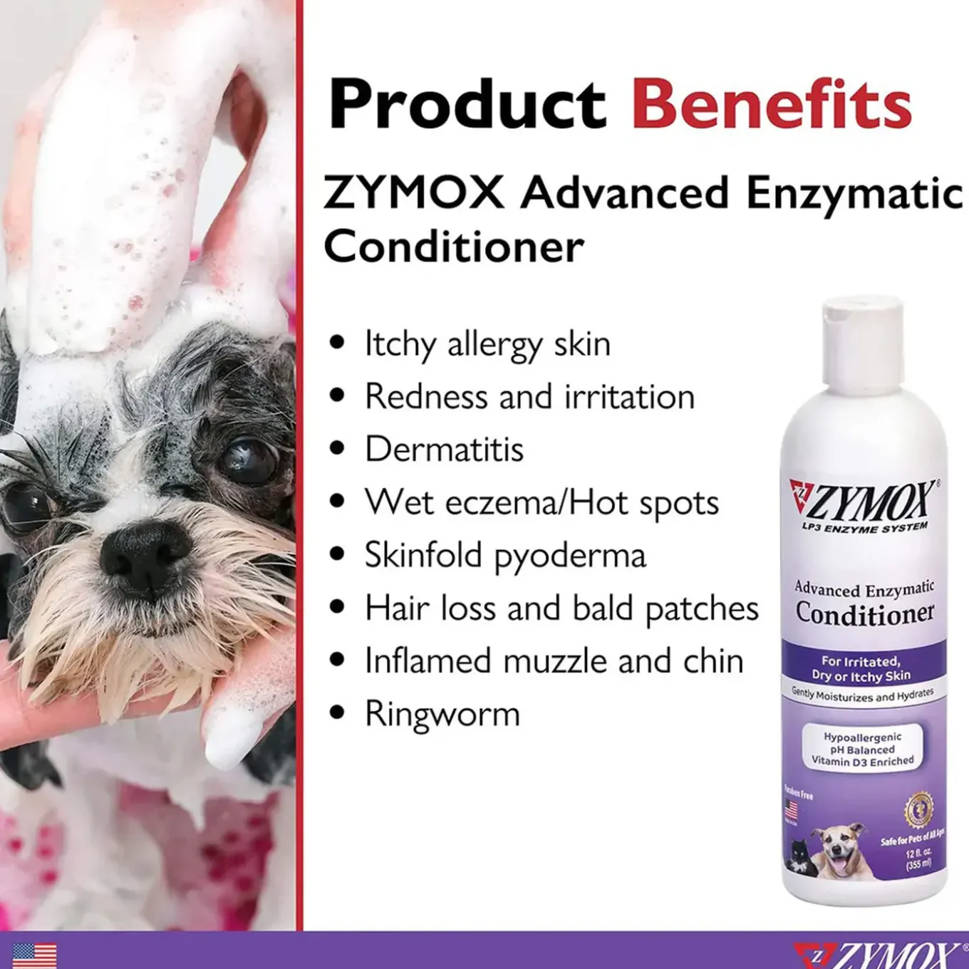 Zymox Advanced Enzymatic Dry or Itchy Skin Conditioner for Dogs & Cats