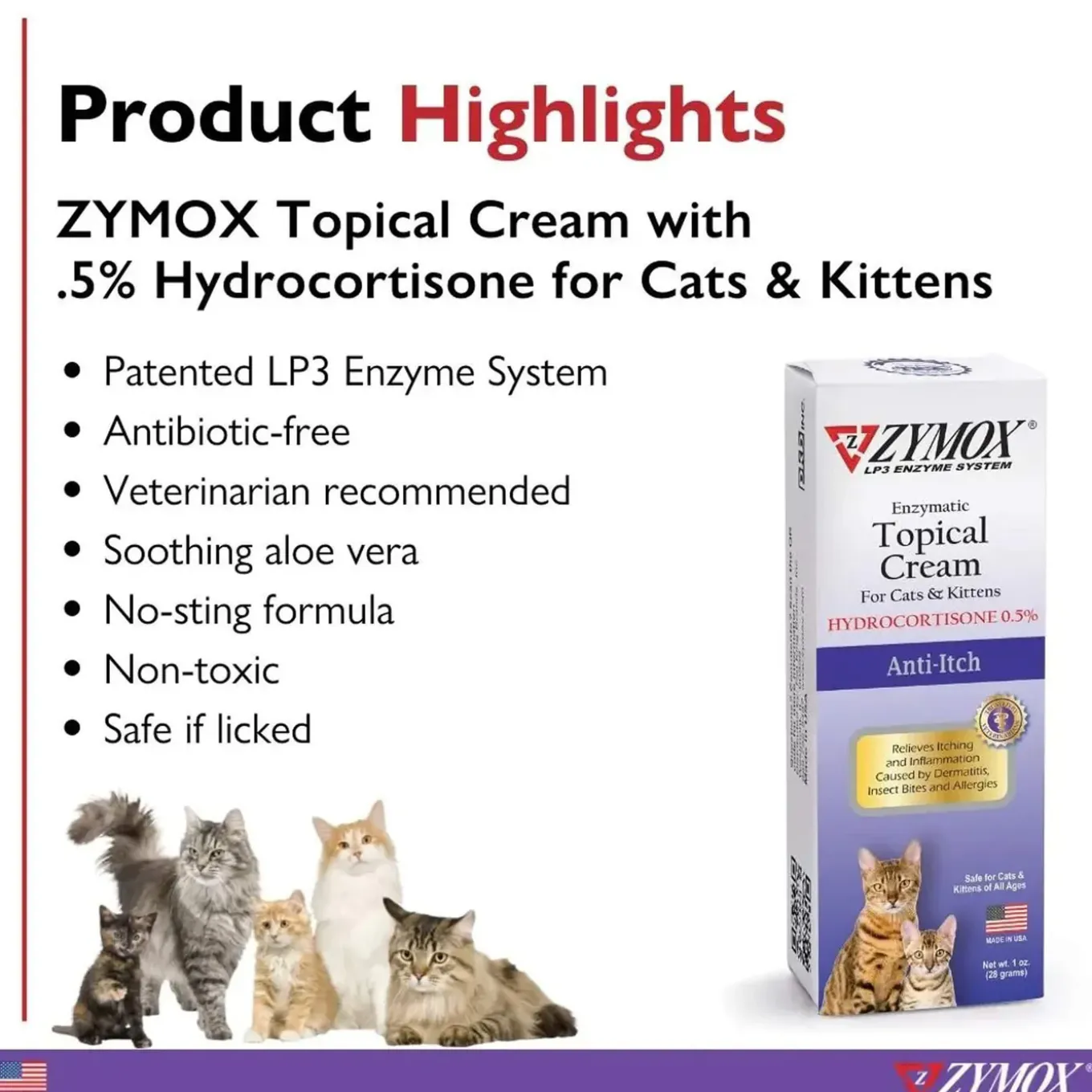 Zymox Enzymatic Topical Cream with Hydrocortisone for Cats & Kittens
