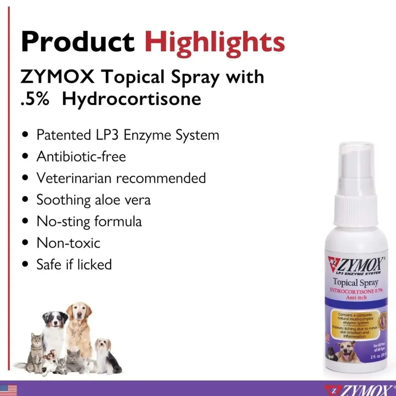 Zymox Topical Spray with Hydrocortisone for Dogs & Cats