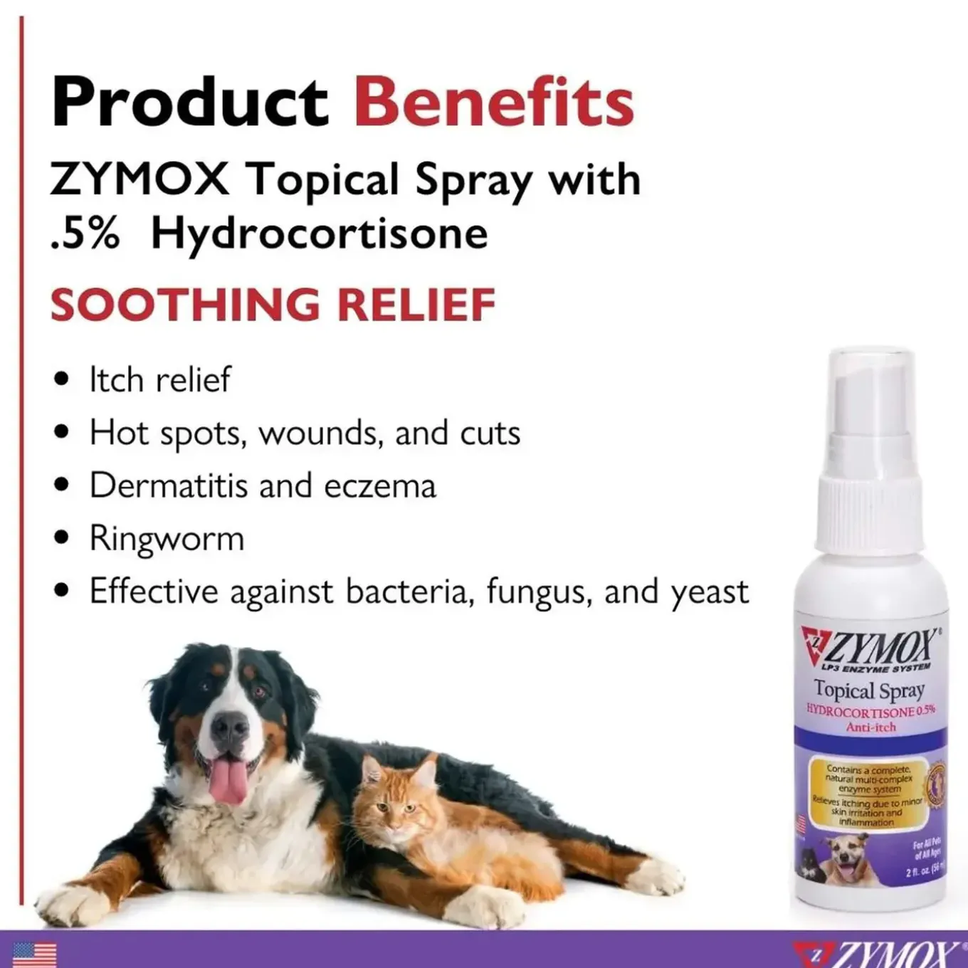 Zymox Topical Spray with Hydrocortisone for Dogs & Cats
