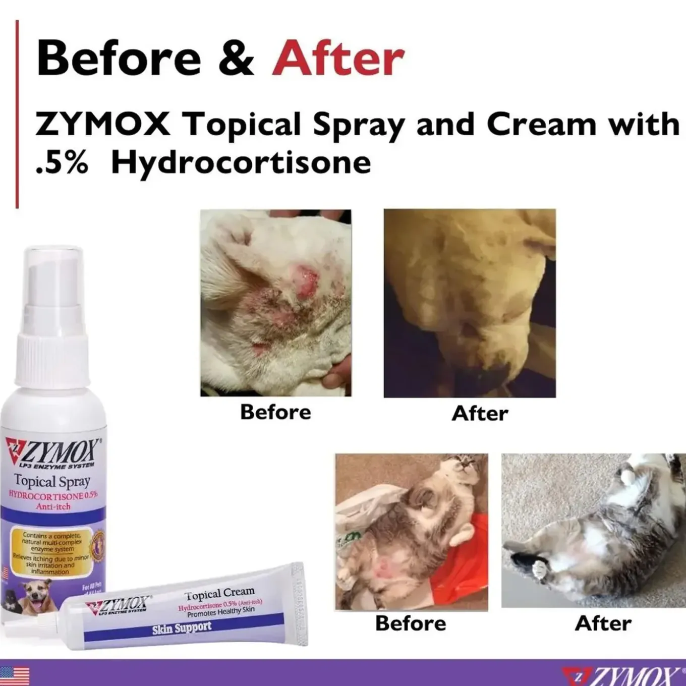 Zymox Topical Spray with Hydrocortisone for Dogs & Cats